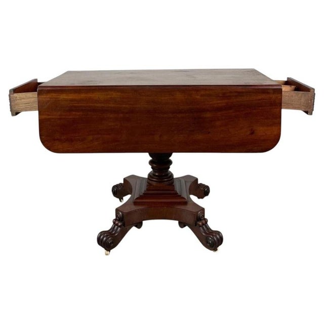 19th Century Regency Mahogany Pembroke Table with Carved Pedestal Base, 1800 For Sale - Image 5 of 15