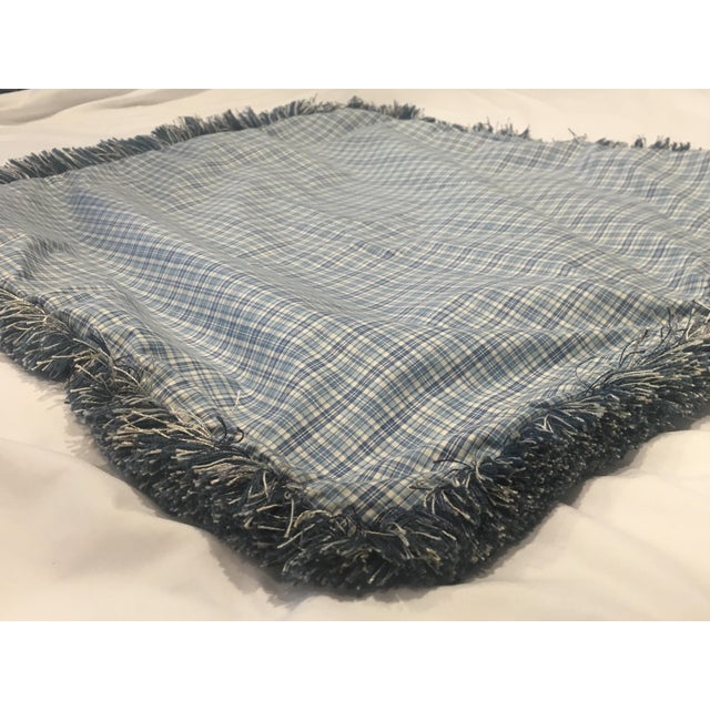 Vintage Gingham Plaid Decorative Pillow Covers With Fringe a Pair