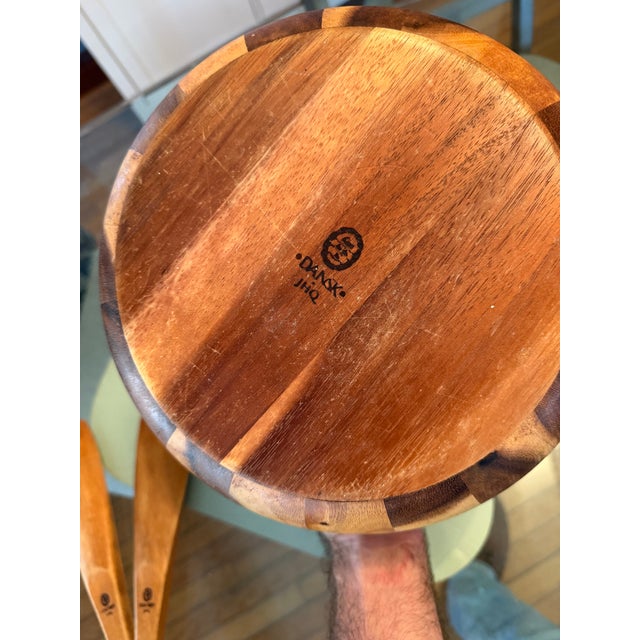 1970s Dansk Ihq Jens Quistgaard Wood Salad Bowl and Tong Set For Sale In Philadelphia - Image 6 of 6