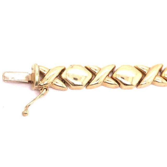 Modern 14 Karat Yellow Gold Fancy Link Bracelet For Sale - Image 3 of 10