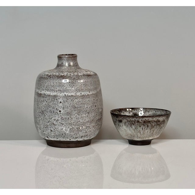 Studio Ceramic Bottle Vase and Bowl by Elli & Walter Serocka, Germany 1970s, Set of 2 For Sale - Image 17 of 17