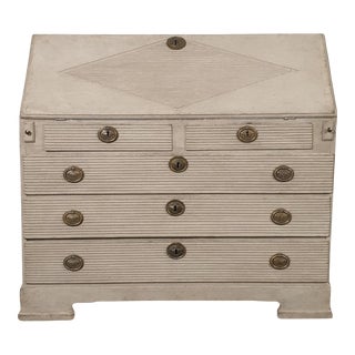 Swedish 1820s Late Gustavian Period Painted Slant-Front Desk with Five Drawers For Sale