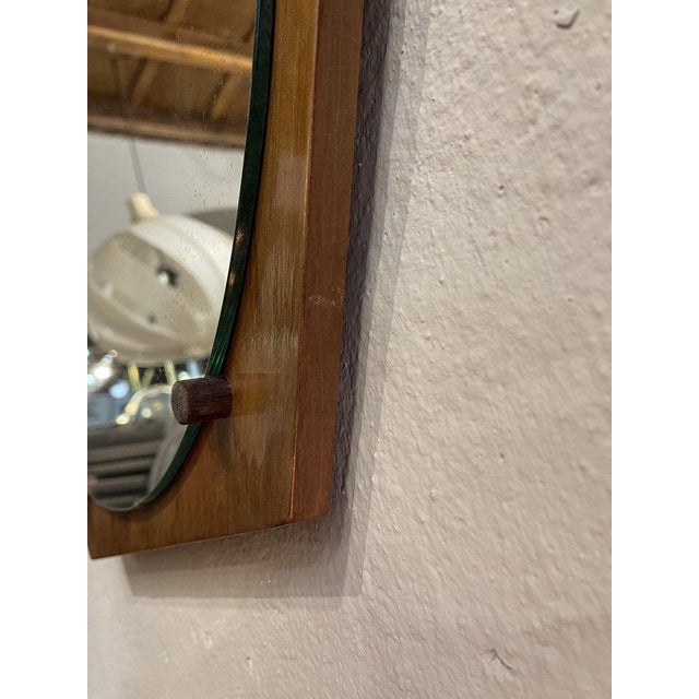 Mid-Century Modern Italian Hexagonal Teak Frame Mirror, 1960s For Sale - Image 3 of 6