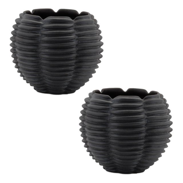 Kenneth Ludwig Chicago Ribbed Ceramic Bud Vase (Set of 2) For Sale - Image 4 of 4