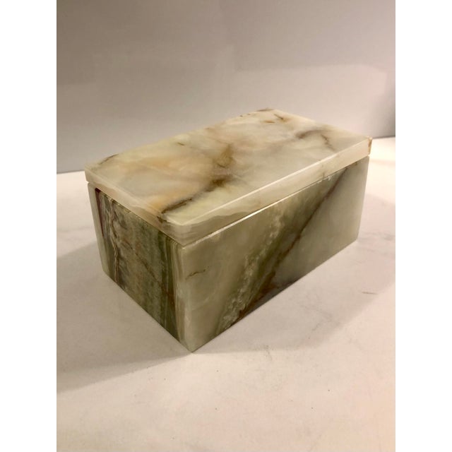 Mid-Century Modern 1950s Italian Alabaster Sage Green Lidded Box For Sale - Image 3 of 11