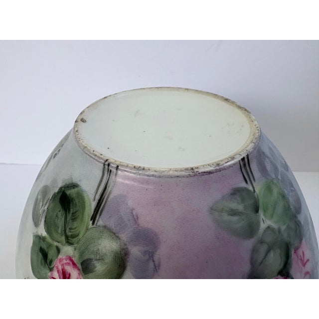 Early 20th Century Artist-Signed Hand-Painted Porcelain Rose Bowl Vase For Sale - Image 11 of 12