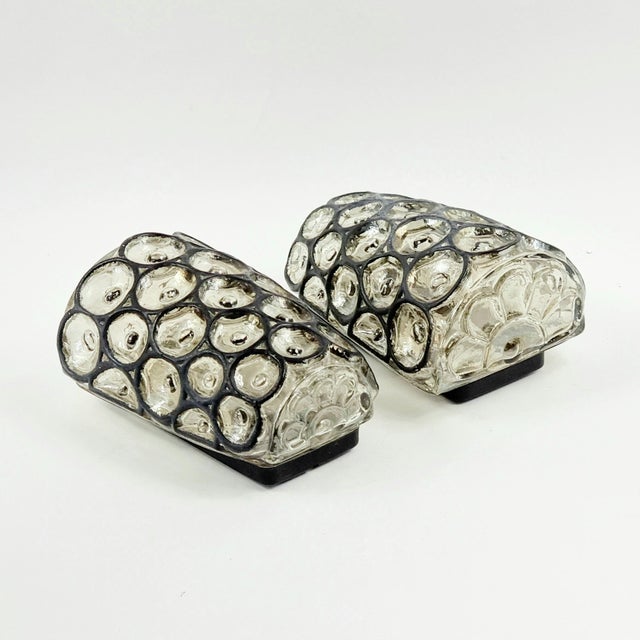 Glass 1of 2 Mid-Century Glass Wall Lights/Sconces From Limburg, Germany, 1960s/1970s For Sale - Image 7 of 9
