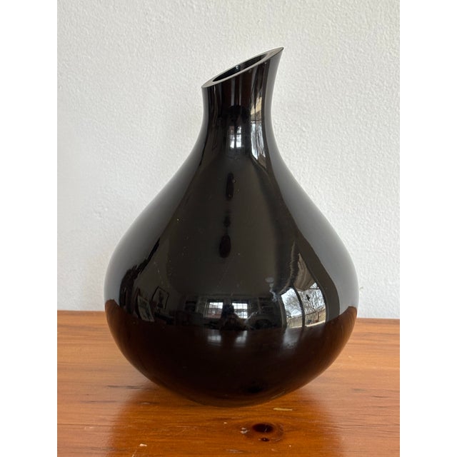 Shiny Black Contemporary Asymmetrical Vase For Sale - Image 6 of 6