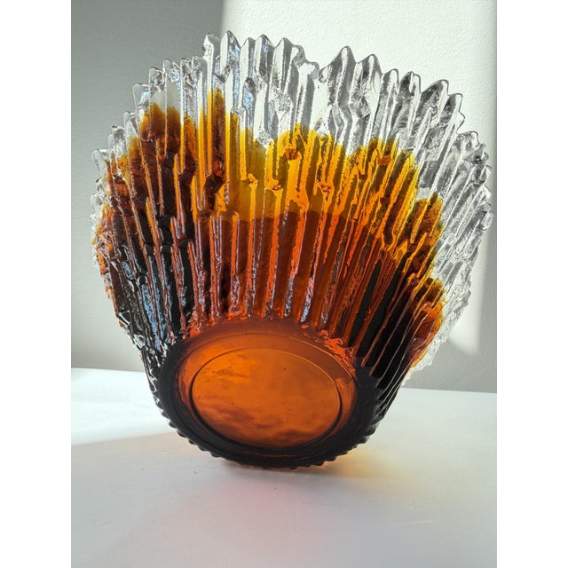 Amber Revontuli Bowl in Ice Glass by Tauno Wirkkala for Humppila, Finland, 1970s For Sale - Image 6 of 18
