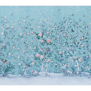 Schumacher x Mary McDonald Les Oiseaux Panel Set In Blue Turquoise For Sale