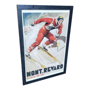 1998 Paul Ordner Mont Revard Ski De Escole Ski Mountain Framed Poster