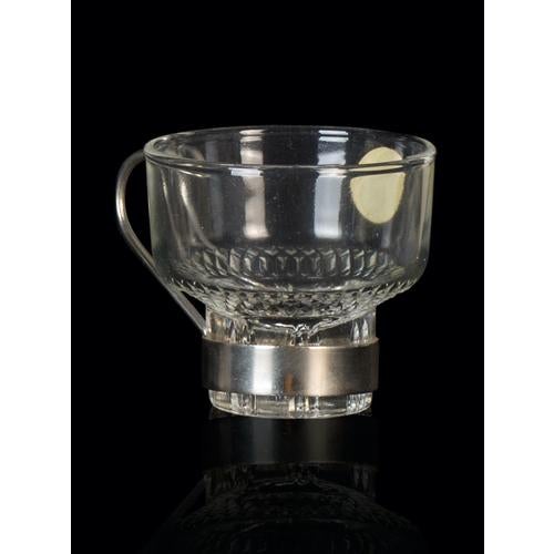 Vintage Glass Coffee Set with Metal Handles, Italy, 1970s, Set of 6 For Sale - Image 3 of 5