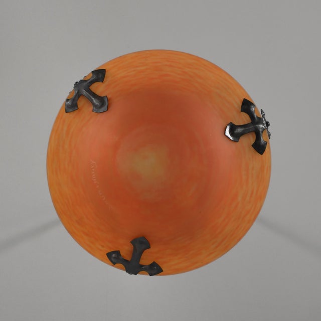 Orange French Art Deco Pendant Light by Daum & Majorelle - 1925 Chandelier France For Sale - Image 8 of 13