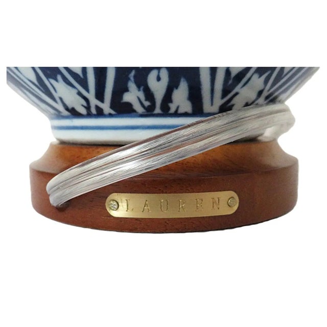 Ralph Lauren Pair of Ralph Lauren Petite Designer Table Lamps Blue & White Double Gourd Shape For Sale - Image 4 of 5