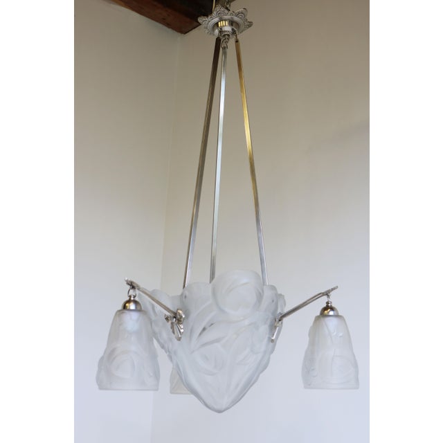 Metal Vintage Art Deco Geometric Pendant Light by David Guéron Degue & A. Petitot, 1930 For Sale - Image 7 of 18