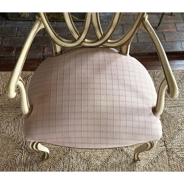 Wood Mid Century French Style Ribbon Back Arm Chair For Sale - Image 7 of 9