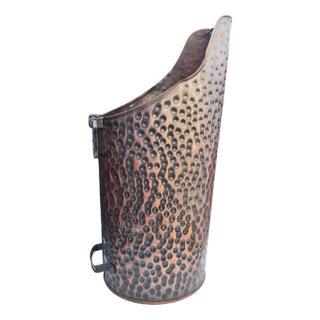 Art Deco Wood Burning Copper Coal Can, 1940s For Sale