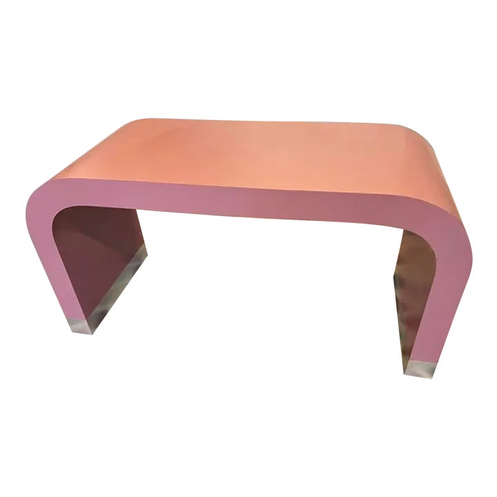 1980 Mauve Laminate Waterfall Console Table | Chairish