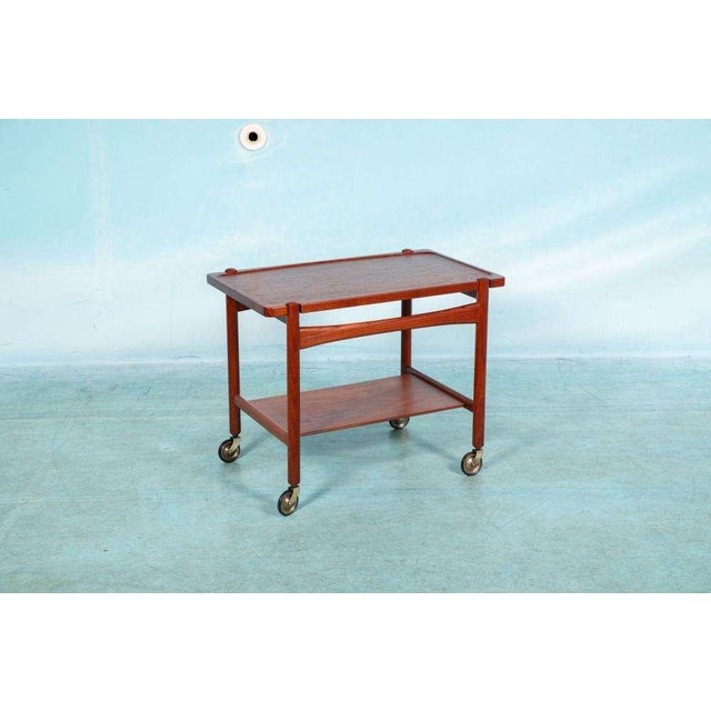Vintage Danish Bar Cart in Teak by Hans J. Wegner For Sale - Image 6 of 18