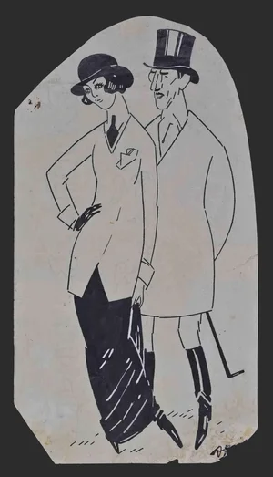 Unknown, Couple, Ink Drawing, Mid 20th Century