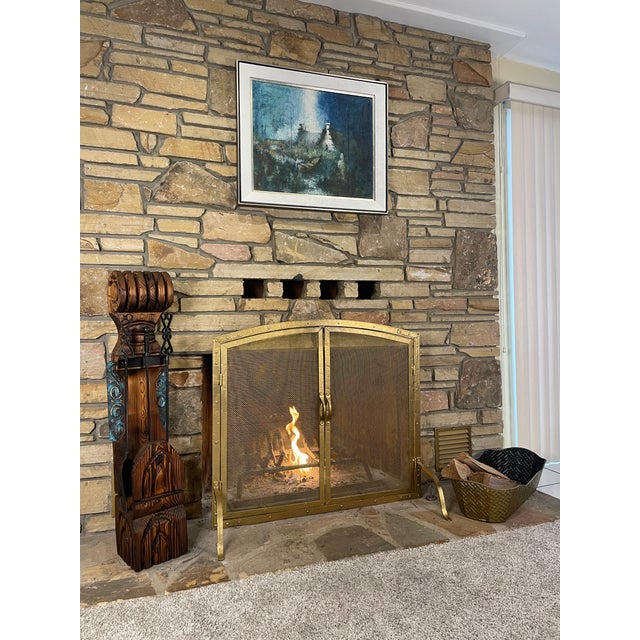 Expressionist Rustic European Blue White and Teal Village Landscape Painting With Boat For Sale - Image 14 of 16