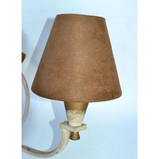 Metal Riccardo Scarpa Wrought Iron Sconces & Shades, Wall Lights Art Deco Italy 1950 For Sale - Image 7 of 13