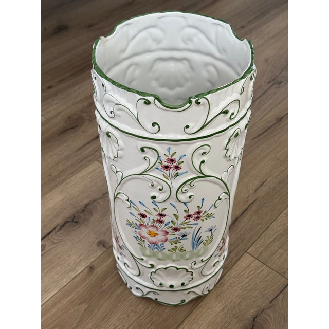 Ceramic Umbrella Stand Made in Portugal For Sale - Image 4 of 7