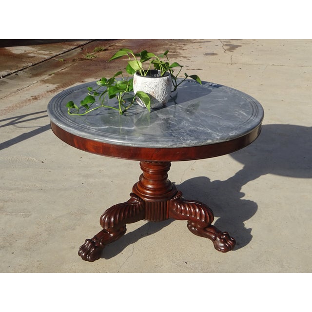 Restoration Pedestal Table with Rotating Marble Top For Sale - Image 5 of 18