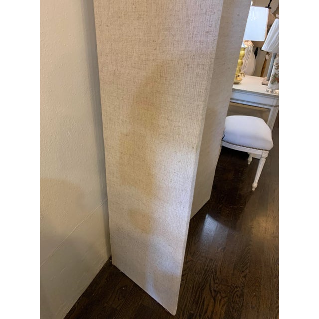 Vintage beige linen on a vintage 3 panel screen. Great for a room.