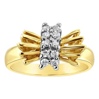 Diamond Bow Style Ring 14k Yellow Gold, Size 8 For Sale