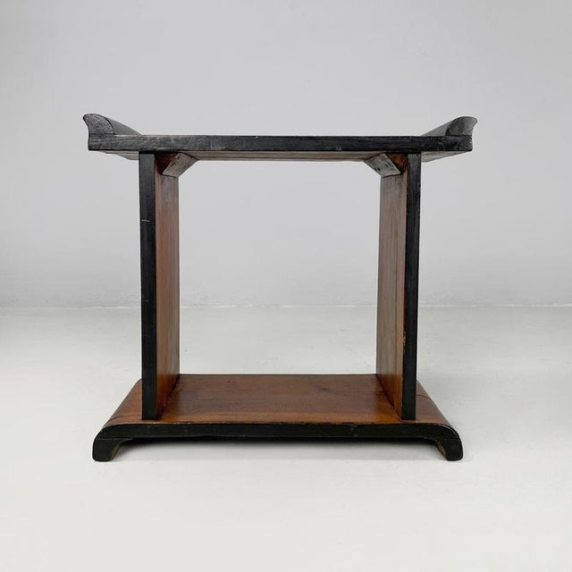 Italian Art Deco wooden coffee table with painted black rounded profiles, 1940s Coffee table entirely made of wood with a...