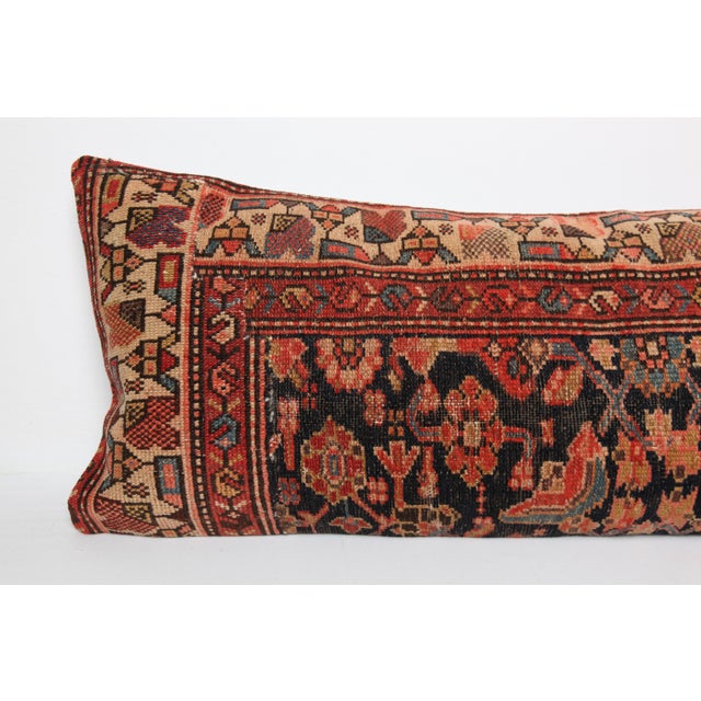 Antique Persian Navy Blue Lumbar Pillow Cushion Cover -16'' X 41'' For Sale - Image 4 of 10