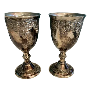 Vintage Silverplate Grape Goblets- Set of 2