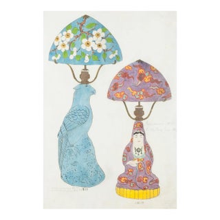 Unknown , Oriental Lamps , Original Watercolor and Ink Drawing , 19th Century For Sale