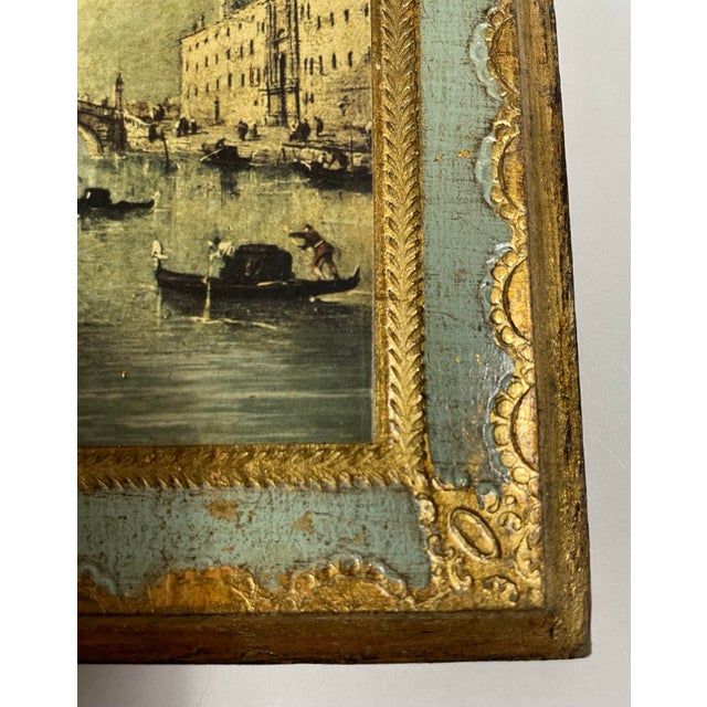 Gorgeous Florentine painted plaque depicting scenic views of the city. Numbered and stamped Made in Italy.