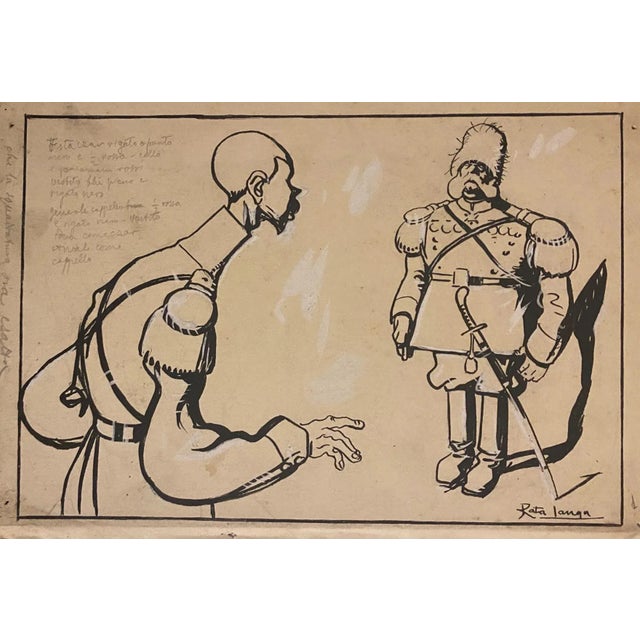 Soldiers, in 1910s, is an original drawing in china ink and white lead on creamy cardboard realized by Gabriele Galantara...