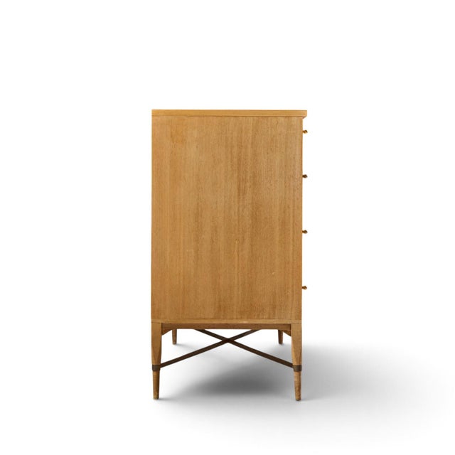 Calvin Paul McCobb for Calvin Mid Century Mahogany and Brass X Base Lowboy Dresser For Sale - Image 4 of 8