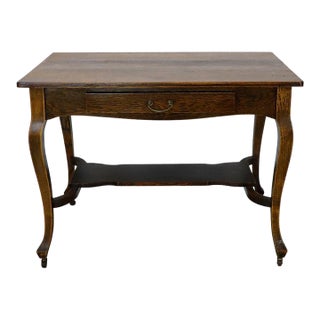 Solid Antique Oak Writing Table, circa 1920 For Sale