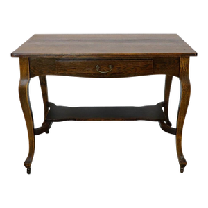 Solid Antique Oak Writing Table, circa 1920