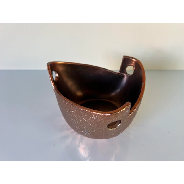 Vintage Copper Finish Sculptural Art Ceramic Bowl For Sale - Image 4 of 10