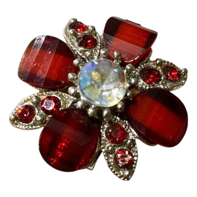 Vintage Ring Silver Tone With Unique Flower Shape Size 12 Resizable For Sale