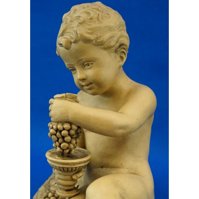 Bacchanalian Putto Child Bacchus Terracotta Sculpture by Bohumil Rezl, Czechoslovakia, 1800s For Sale - Image 11 of 18