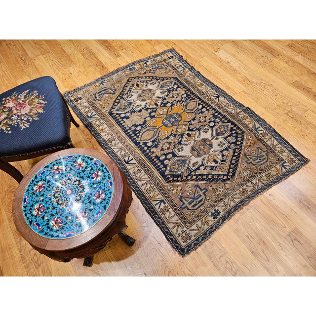 Antique Caucasian Shirvan Area Rug, Hand-Woven Wool, Medallion Design, 3' x 5' For Sale - Image 10 of 18