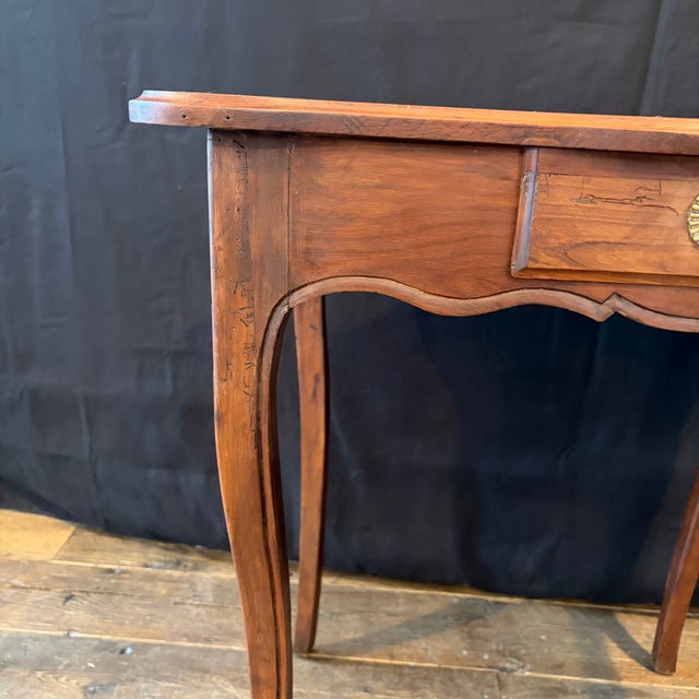 French Antique French Louis XV Walnut Side Table or Petite Desk For Sale - Image 3 of 10
