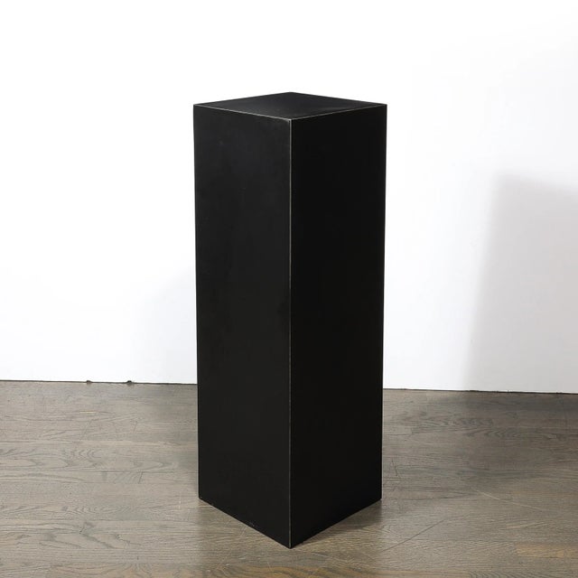 Mid-Century Modernist Matte Black Laminate Pedestal For Sale - Image 9 of 9