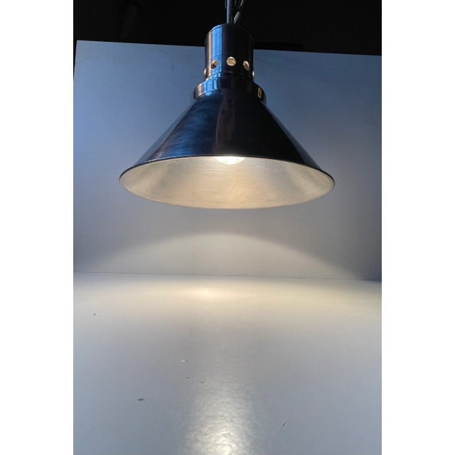 Bauhaus Danish Industrial Aluminium Hanging Lamp by Nordisk Solar, 1940s For Sale - Image 3 of 9