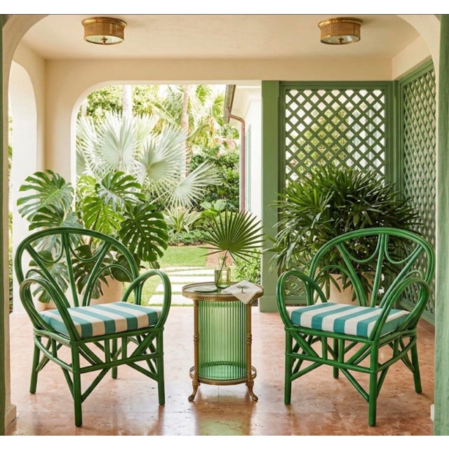 Green Pair of Vintage Moroccan-Style Bentwood Armchairs – Garden Green For Sale - Image 8 of 12