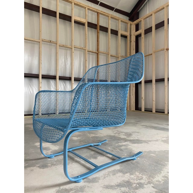 Russell Woodard Cerulean Blue Russell Woodard Sculptura Loveseat + Cantilevered "Springer" Chair, Set of 2 For Sale - Image 4 of 12