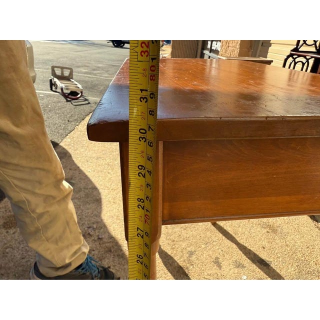 Brown Antique Early American Primitive Rustic Style Solid Yellow Pine 1 Drawer Table Desk For Sale - Image 8 of 10