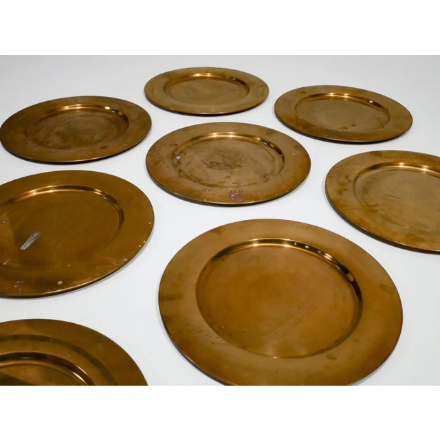 Mid-Century Modern Mid-Century Danish Brass Coaster Dining Plates from Stelton, Set of 8 For Sale - Image 3 of 7